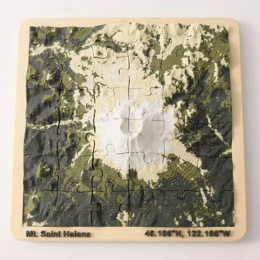 3D Topographical Mountain Terrain Puzzle | Raised Relief Desk Sculpture 36pcs（6x6)