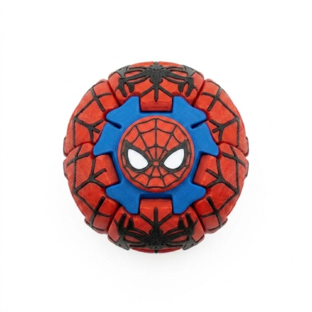 Spider-Man Kinetic Fidget Sphere | 3D Printed Rotating Desk Toy & Collector's Stand