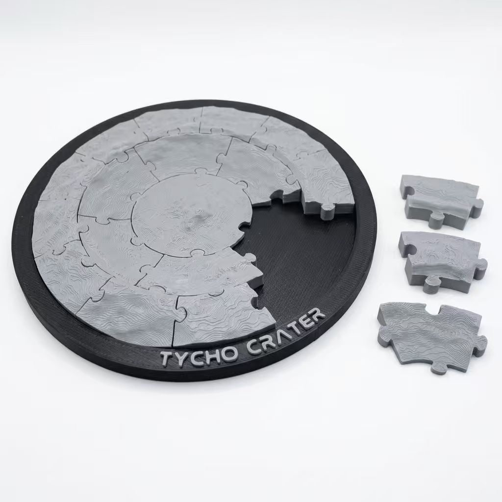 3D Topographic Lunar Crater Jigsaw Puzzle - Real Elevation Moon Terrain Model, Space Astronomy Gift & Tactile Wall Art Decor