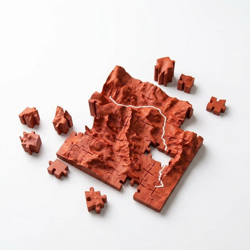 3D Topographical Mountain Terrain Puzzle | Raised Relief Desk Sculpture