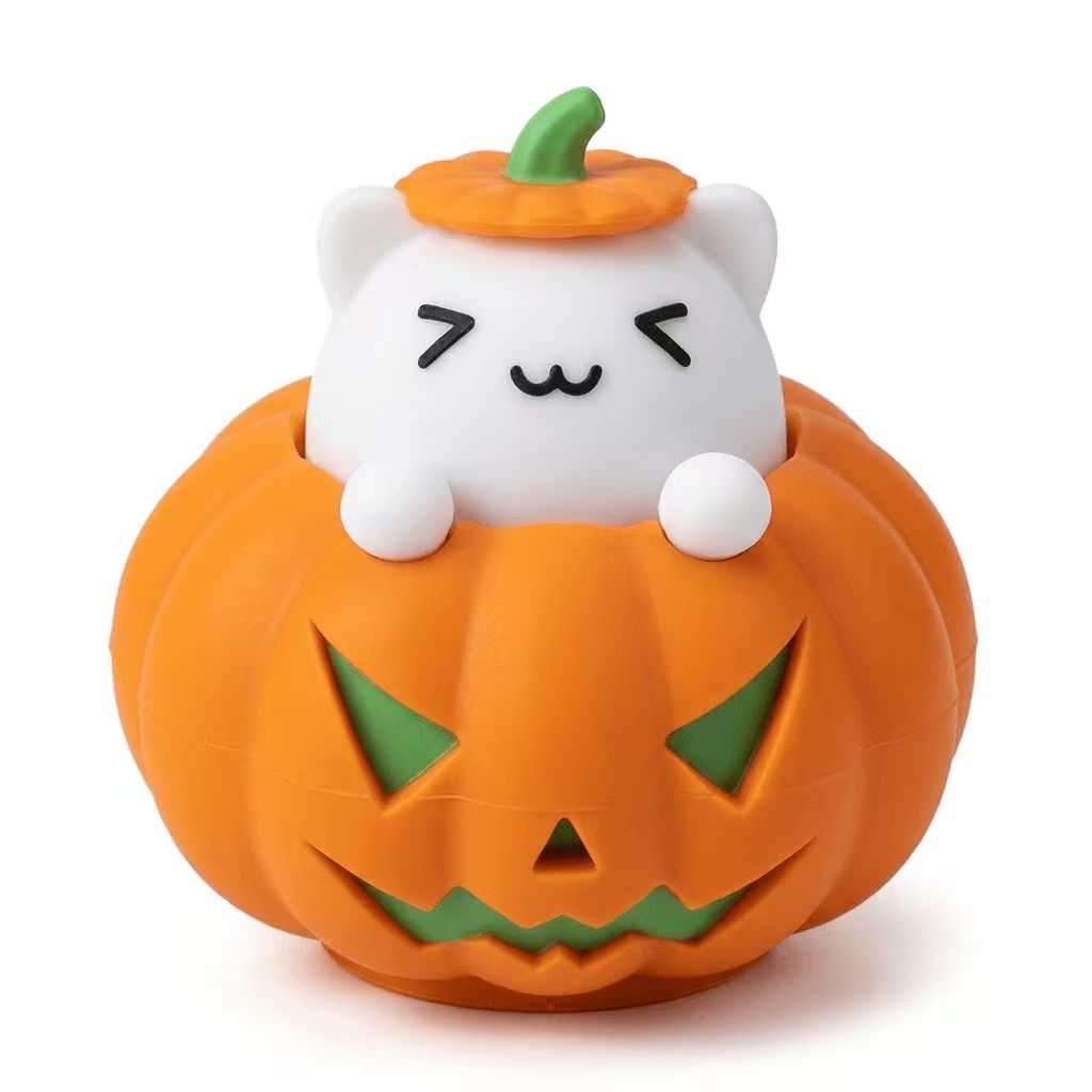 Kawaii Halloween Pumpkin Cat Fidget Toy – Pop Up Press Button Stress Relief Desktop Figurine