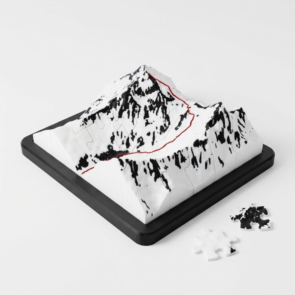 3D Topographical Mountain Terrain Puzzle | Raised Relief Desk Sculpture 36pcs（6x6)