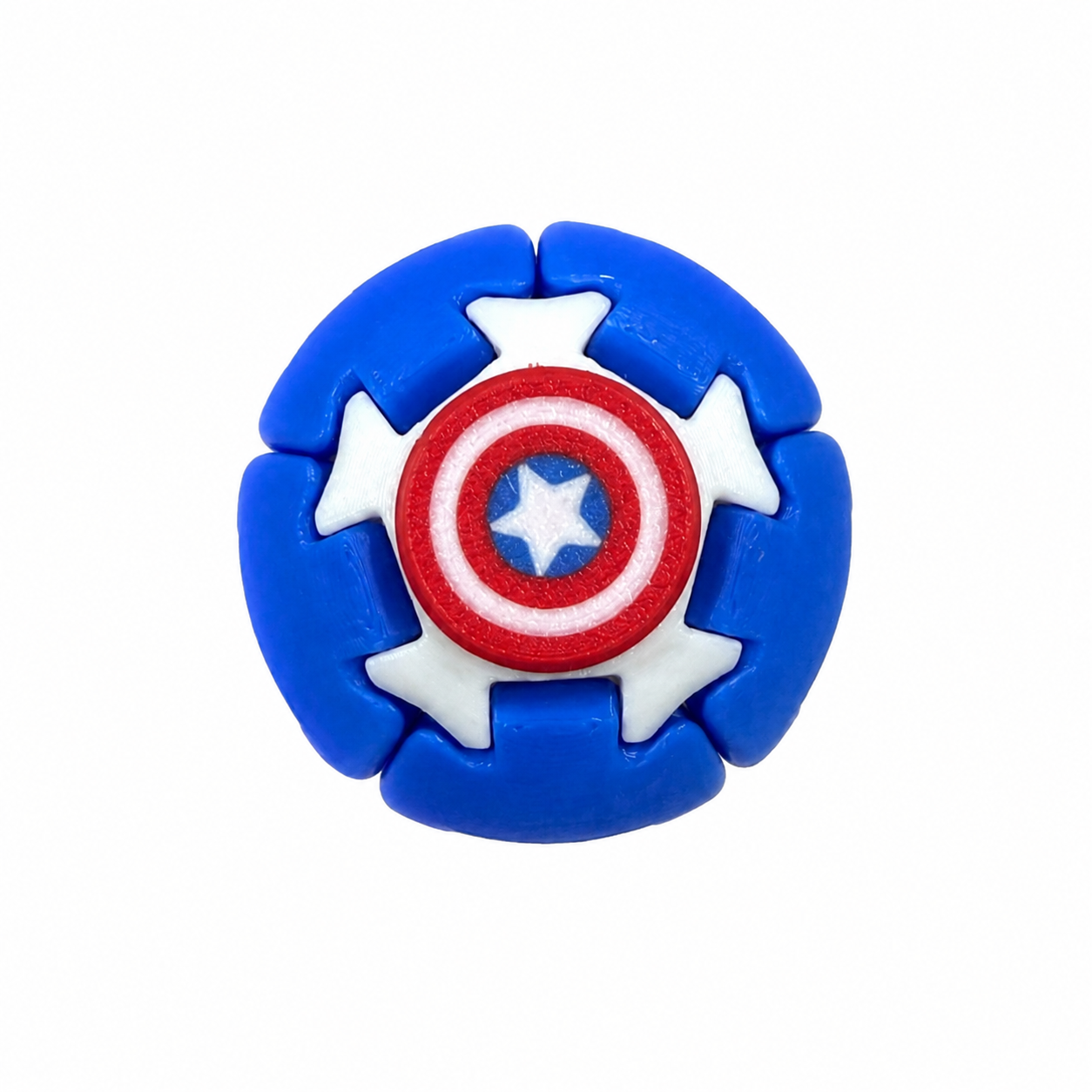 Captain America Kinetic Fidget Sphere | 3D Printed Rotating Desk Toy & Collector's Stand