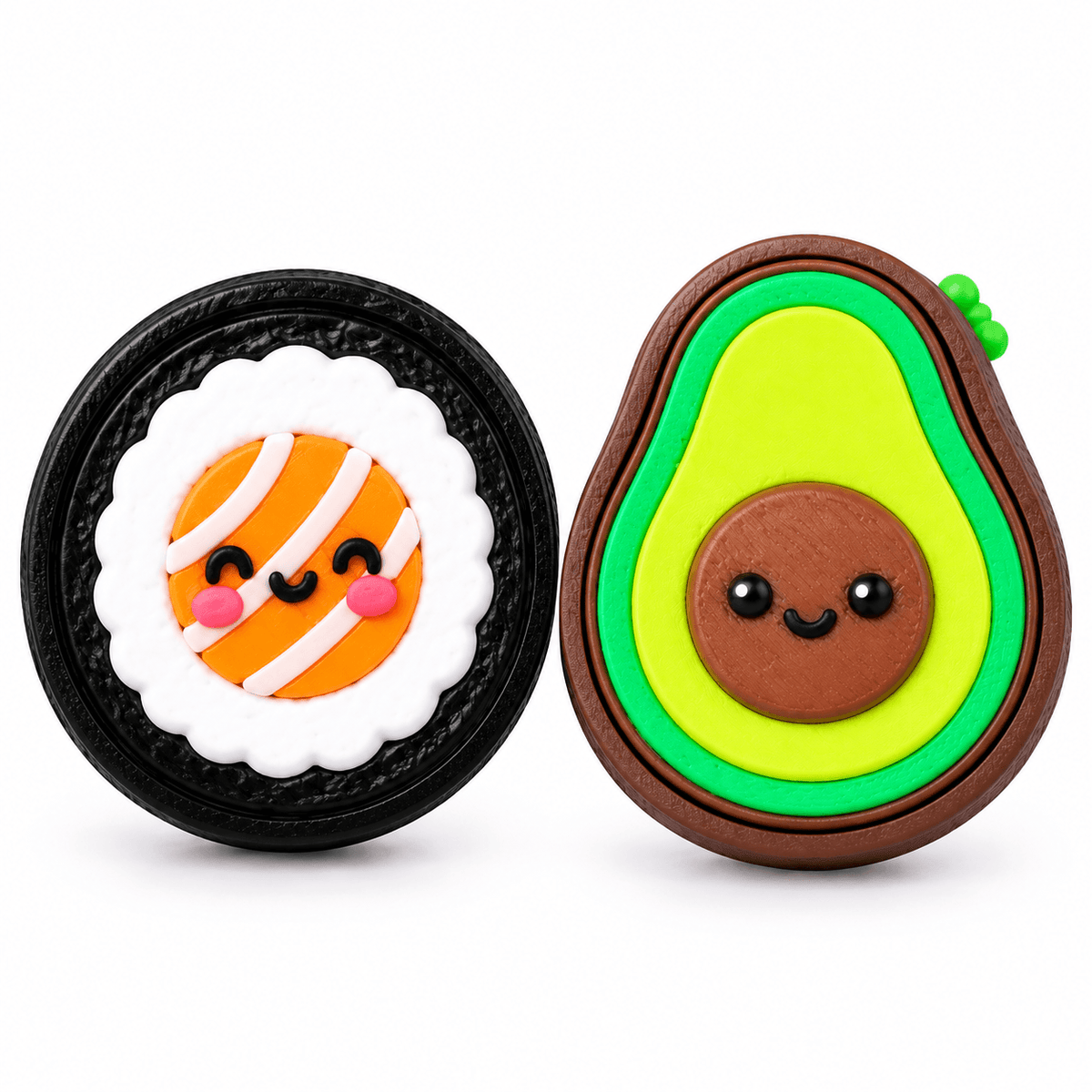 Kawaii Sushi & Avocado Fidget Toy | Cute Food Press Button Stress Relief Sensory Toy for Kids & Adults