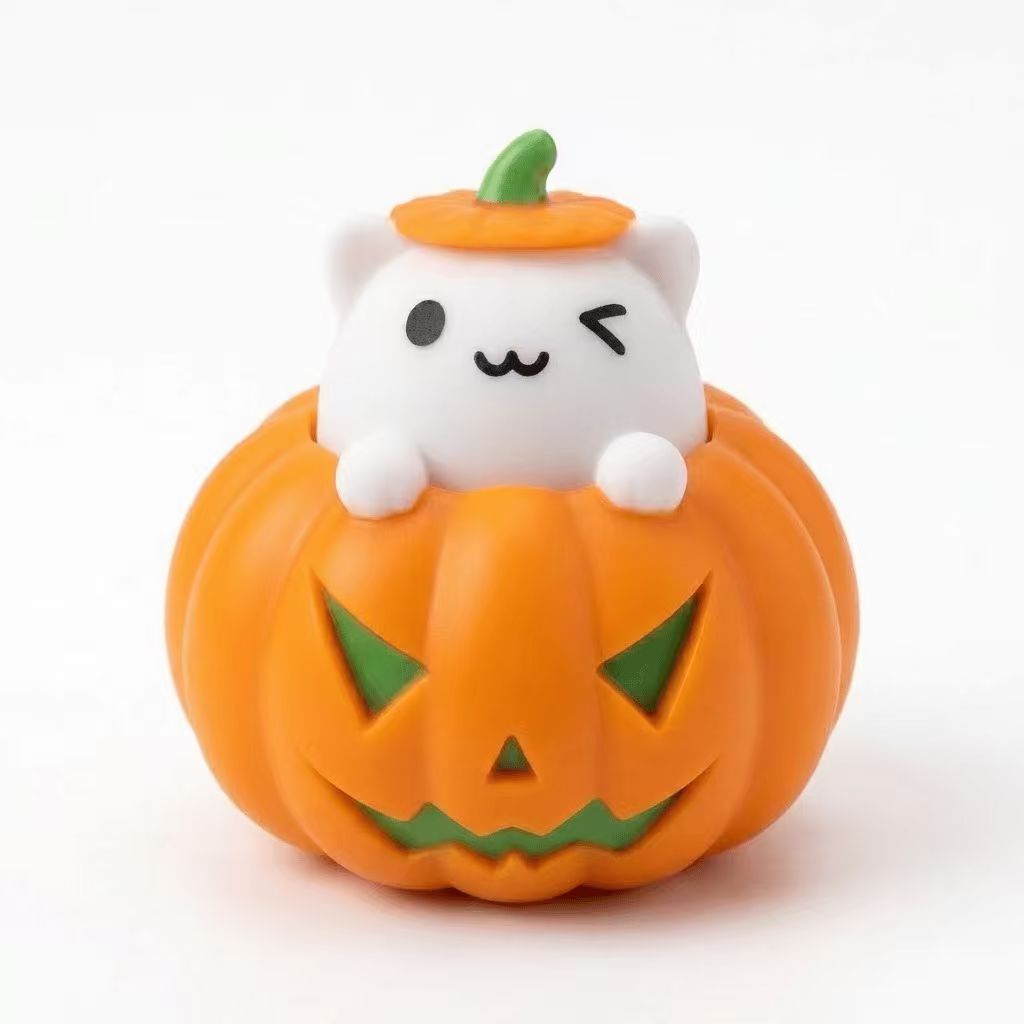 Kawaii Halloween Pumpkin Cat Fidget Toy – Pop Up Press Button Stress Relief Desktop Figurine
