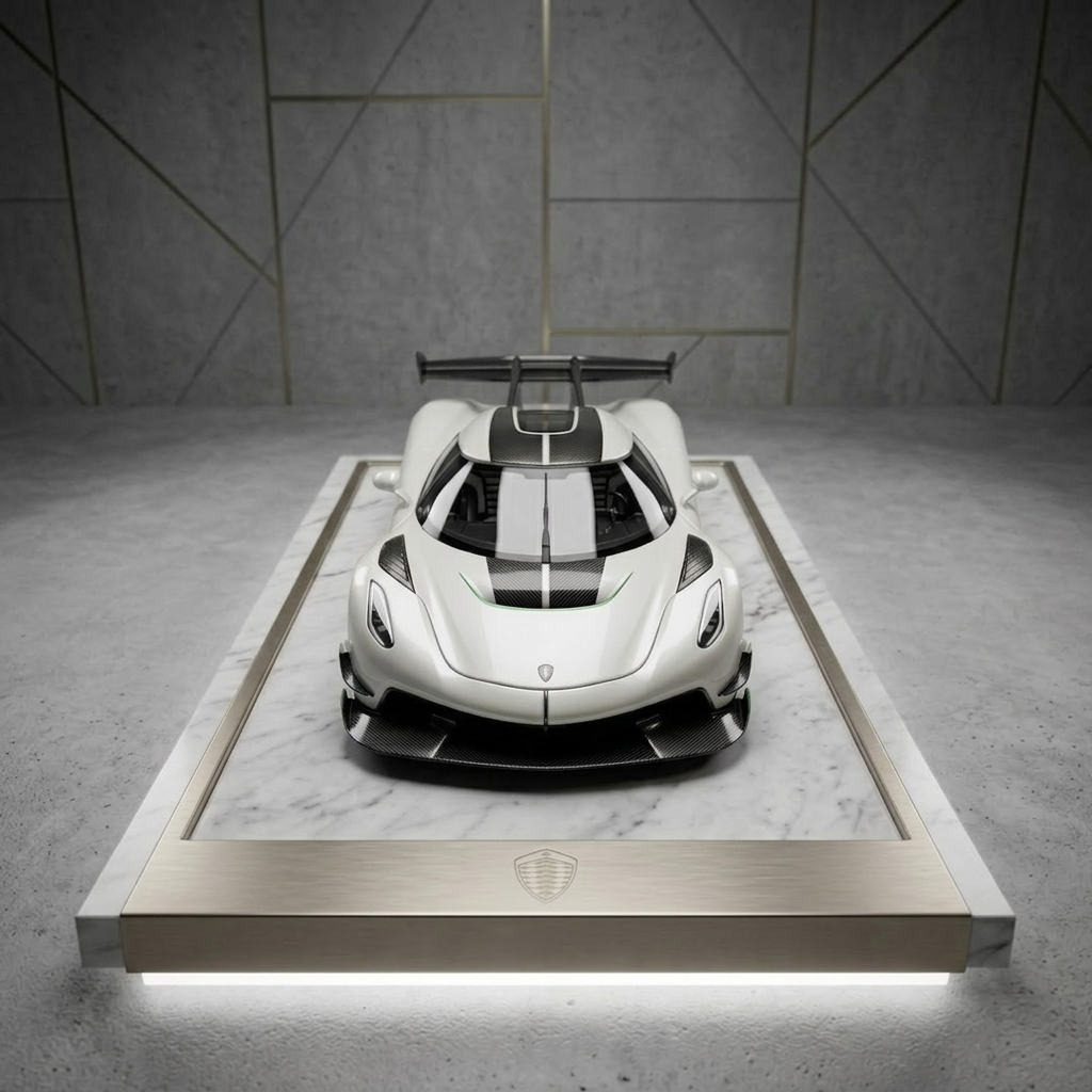1:32 Koenigsegg Jesko Diecast Hypercar Model – Fully Opening Parts with Carbon Fiber Style Display Base