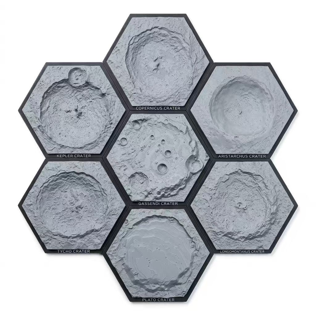 3D Topographic Lunar Crater Jigsaw Puzzle - Real Elevation Moon Terrain Model, Space Astronomy Gift & Tactile Wall Art Decor