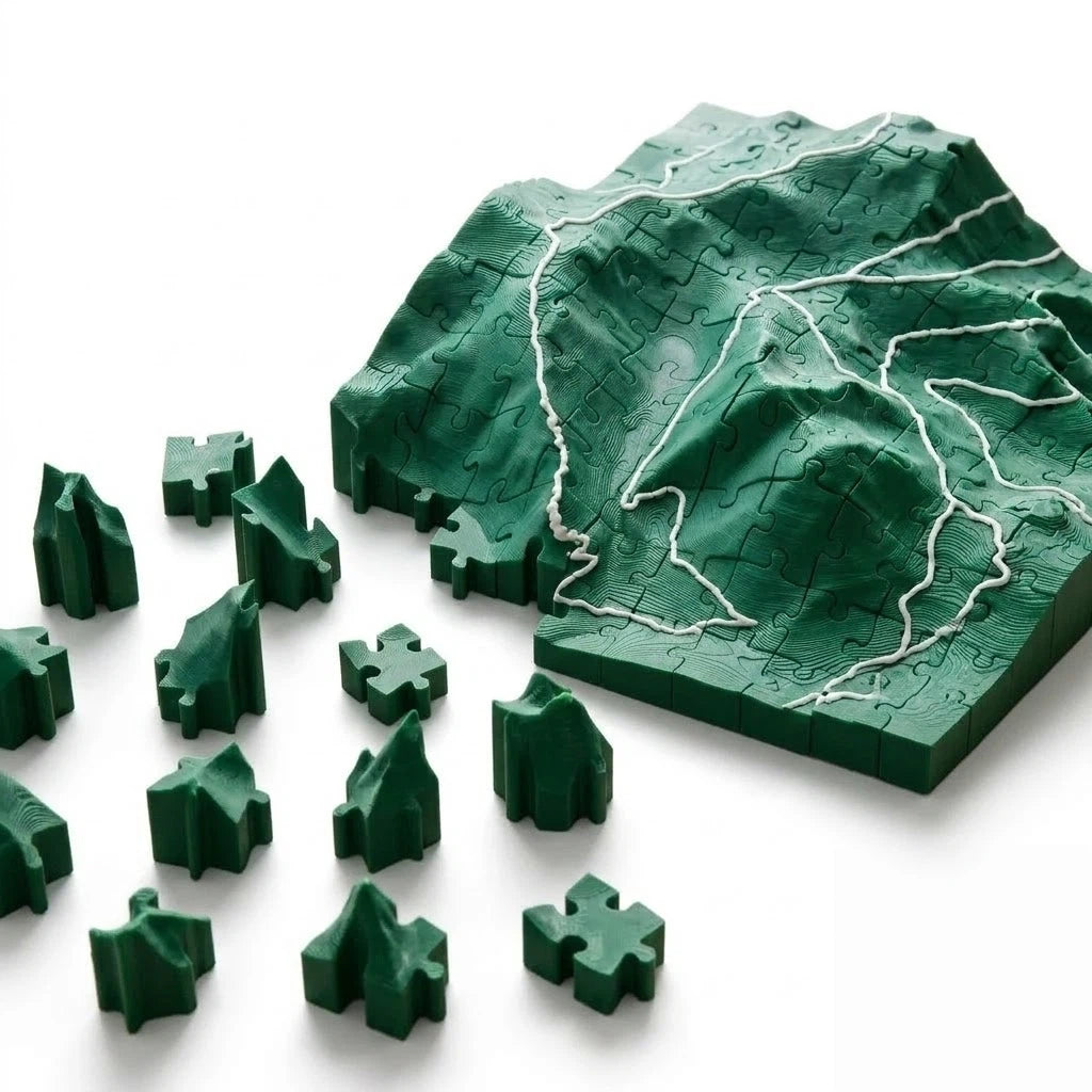 3D Topographical Mountain Terrain Puzzle | Raised Relief Desk Sculpture