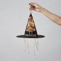 Light Up Floating Witch Hat Lanterns with Cascading Star Lights | Halloween Hanging Decorations for Indoor & Outdoor Party, Balcony & Garden Decor