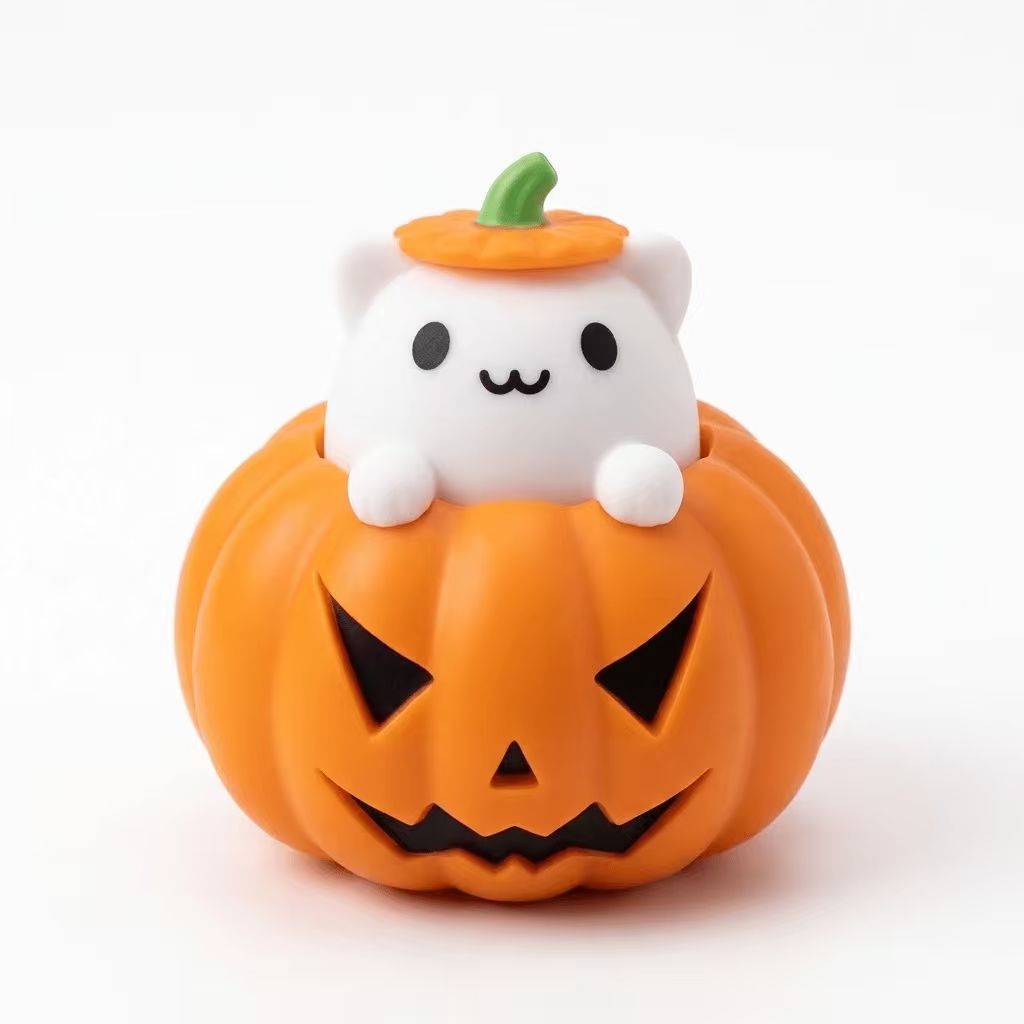 Kawaii Halloween Pumpkin Cat Fidget Toy – Pop Up Press Button Stress Relief Desktop Figurine